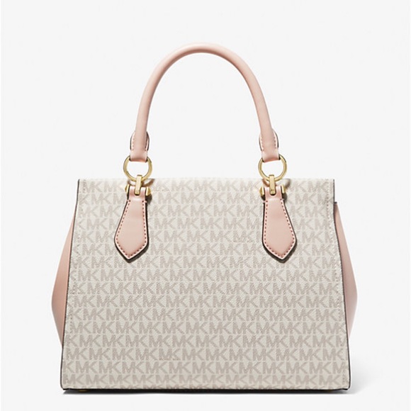 ✨✨NEW✨✨Marilyn Medium Logo Stripe Satchel.✨✨VANILLA/SOFT PINK - Picture 2 of 5